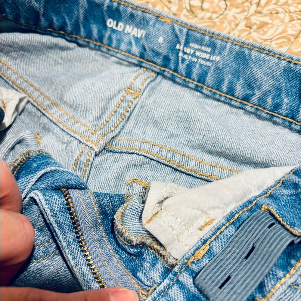 Old Navy Light Blue Wide Leg Distressed Jeans-Girls - Picture 7 of 8